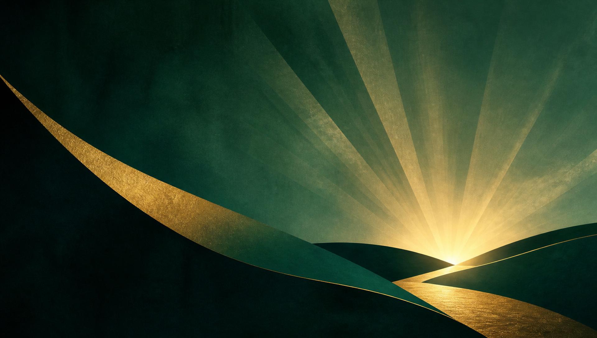 Radiant emerald and gold landscape symbolising clarity and brave decisions